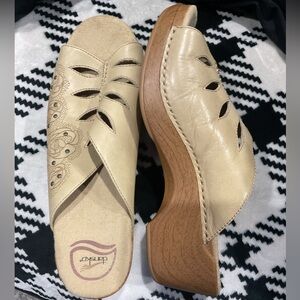 Dansko Beige Leather Mules